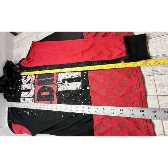 Just Did It All Over Print Nike Parody Red Black Graphic Hoodie Shirt L*REPAIR - Picture 8 of 10